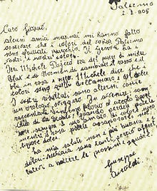 Lettera di Giuseppe Airoldi